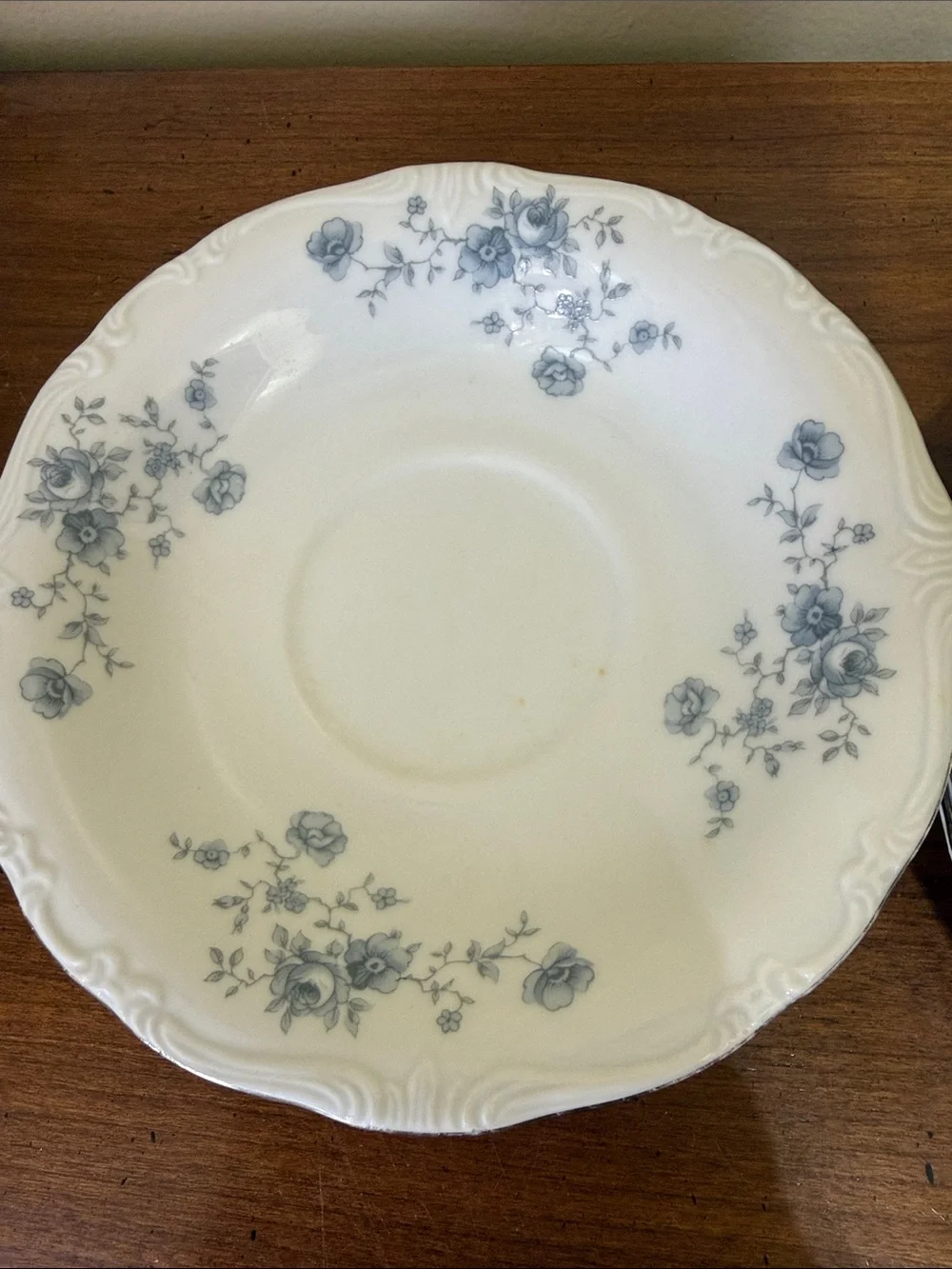 White Porcelain Plates with Blue Floral Border - Set of 4  Bavaria Germany